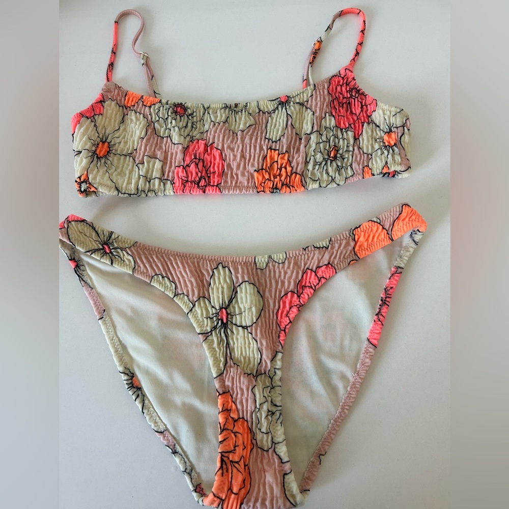 Triangl Swimwear Floral Bikini - Pink and Orange